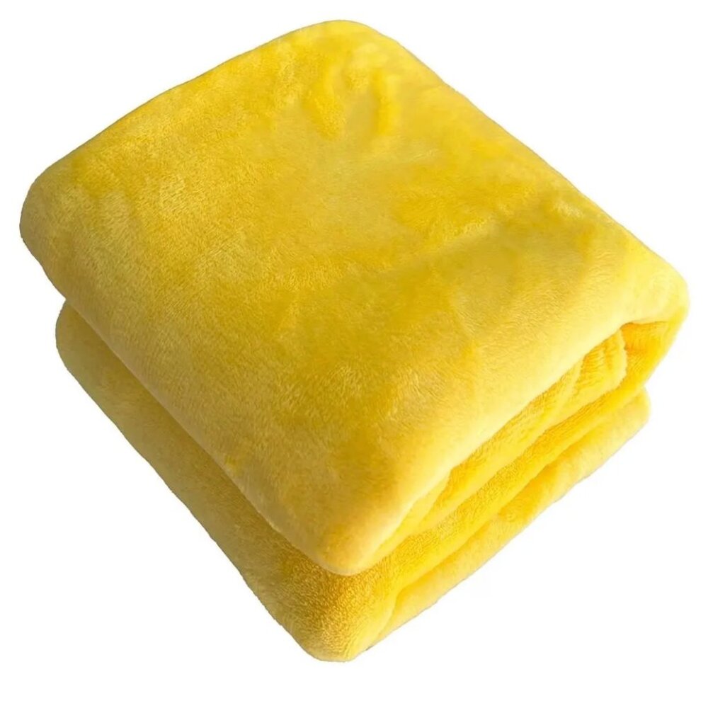 Bright Yellow KING Size Fluffy Fleece blanket (4.5 pounds) pp0